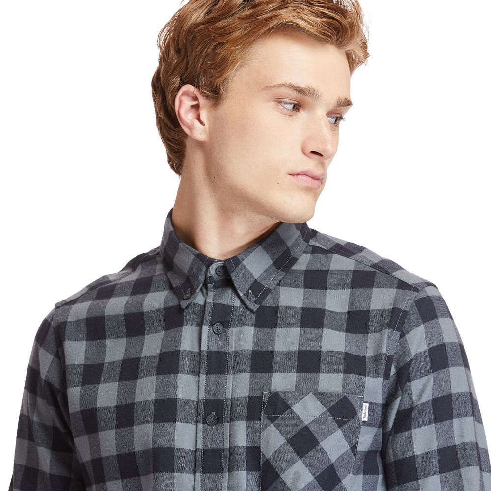 Camisa Masculino - Timberland Nashua River Long-Sleeve Flannel Check - UXSNT8795 - Cinzentas